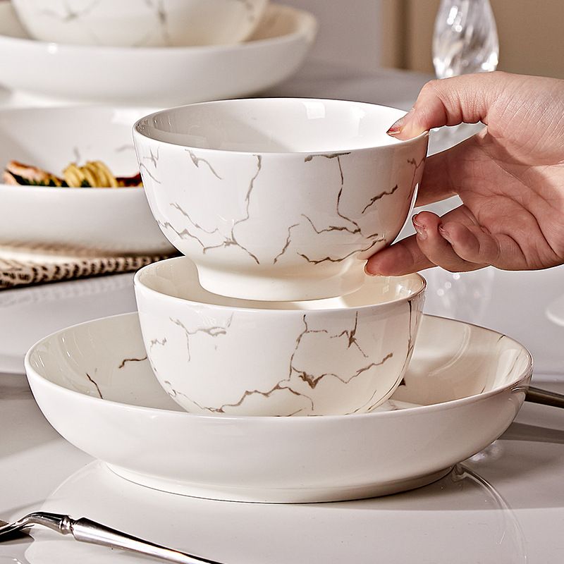 Underglaze Color Bowl Plate Set For Use, High-Quality Aesthetic Bowl, Plate, And Chopsticks Combination, Home High-End_voghion.com