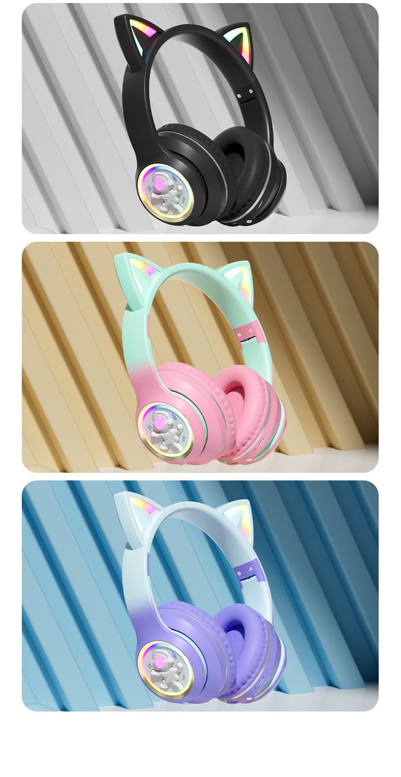 2024 Nieuwe ruimtecapsule Kattenoren (gestoomd brood in de vorm van kattenoren) Lichtgevende Bluetooth-headset voor mobiele games_voghion.com