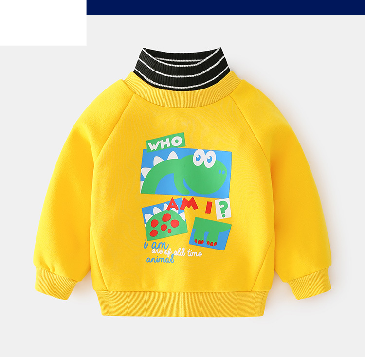 Foreign Cartoon Pattern Hoodie Boys Cotton Base Children's Comfortable Soft Turtleneck Pullover_voghion.com