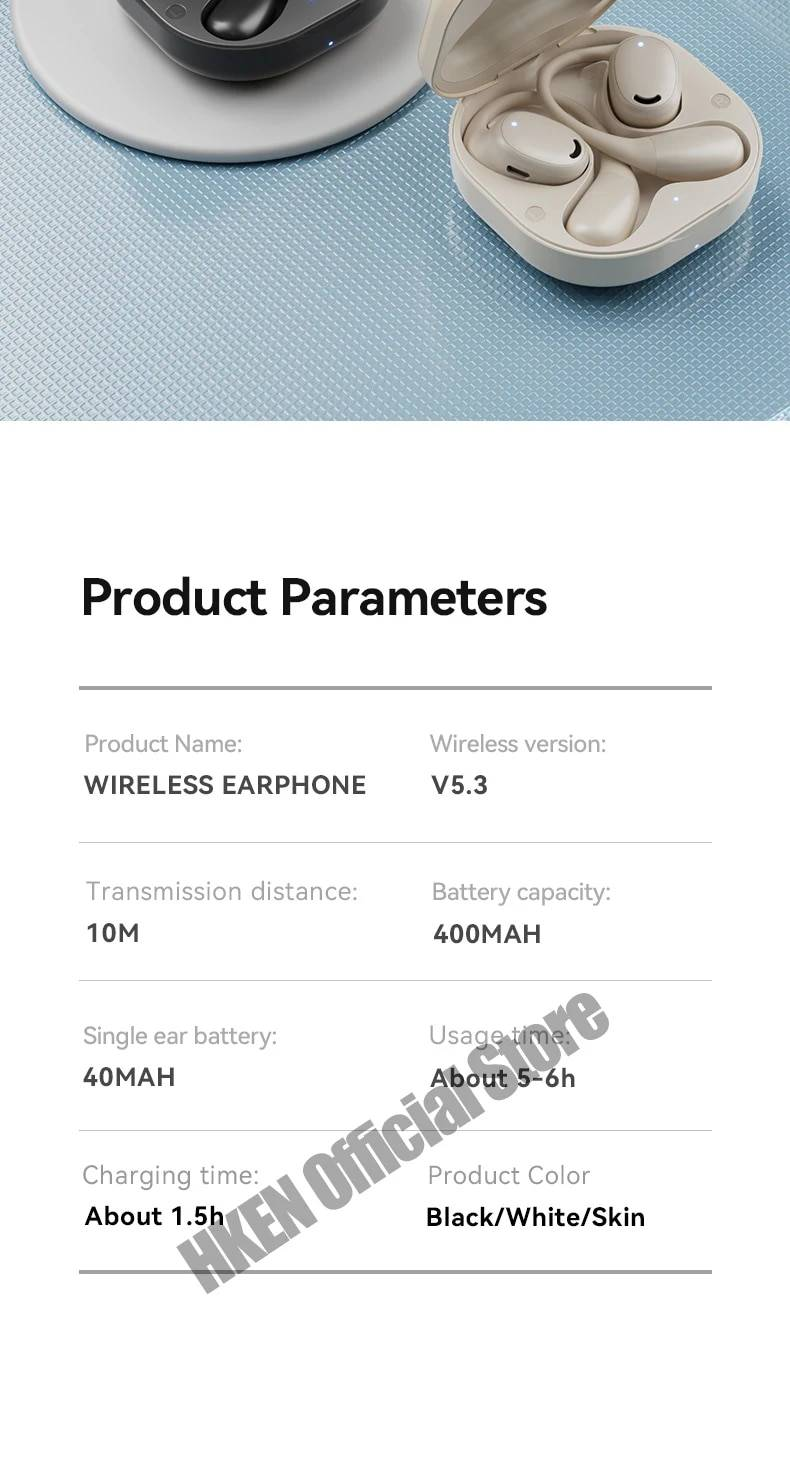 Ear Hook Sports Bluetooth Headphones, Wireless Earphones With Microphone, Secure Fit For Running Gym, IPX5 Sweatproof_voghion.com