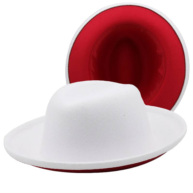 New dual color woolen top hat for men and women, autumn and winter couple wide brimmed upturned felt hat_voghion.com