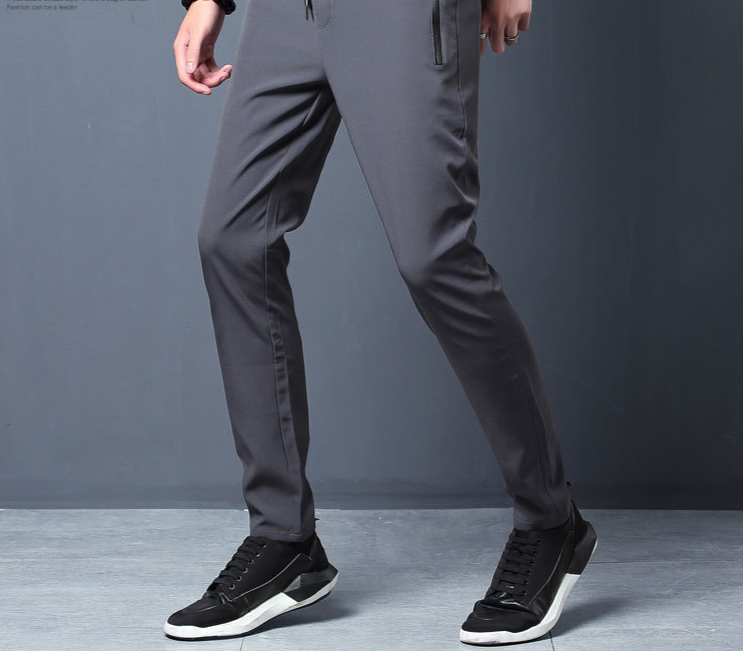 Ice silk pants men's summer thin 2024 new fashion brand stretch plus size quick-drying sports casual trousers_voghion.com
