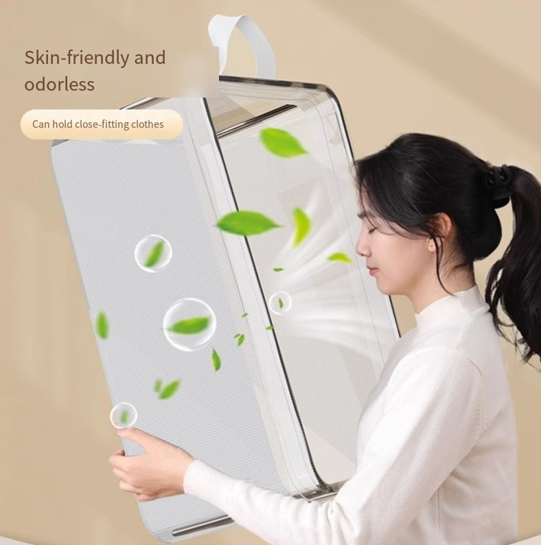 Clothes Storage Box Home Wardrobe For Clothes And Pants Layered Storage Box Transparent Folding Storage Basket Frame Artifact_voghion.com