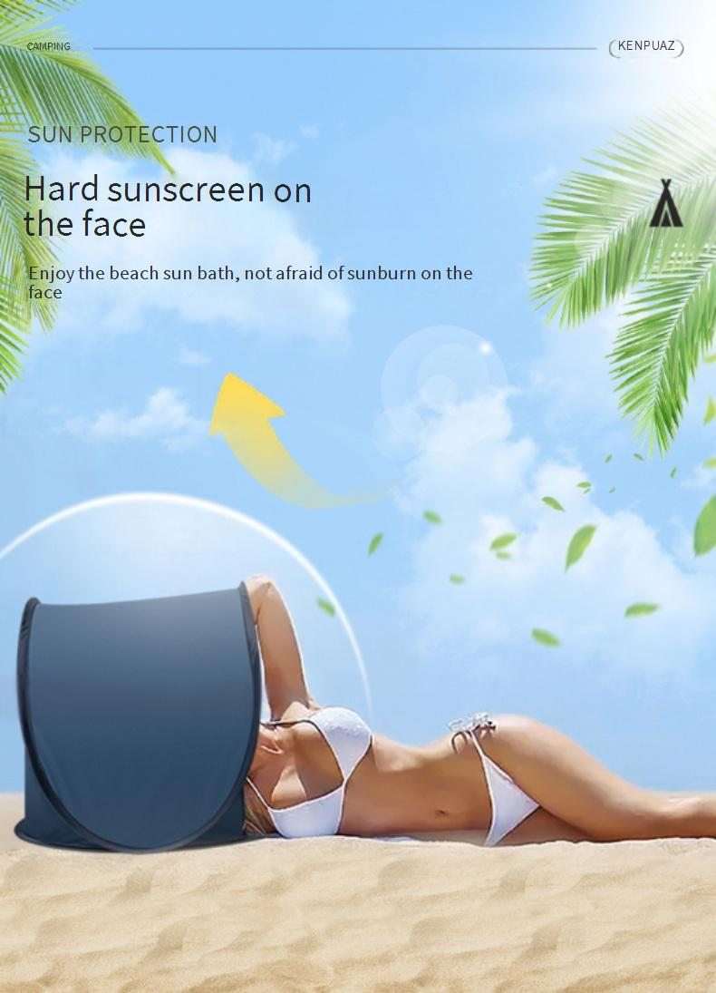 Beach Sun Shelter Tent With UV Protection & Headrest - Portable Sunbathing Canopy For Back Tanning_voghion.com
