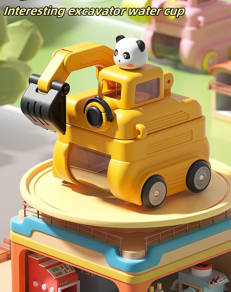 Fun Children's Toy Water Bottle, Creative Excavator Straw Cup, Toy Car Water Cup - Can Drink Water And Have Fun, Water Bottle For Children_voghion.com