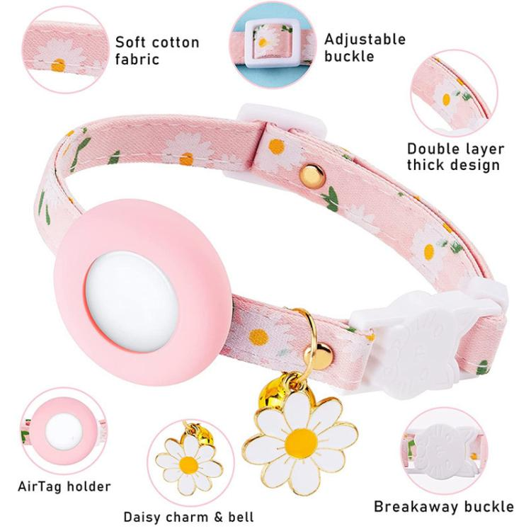 For AirTag Tracker Silicone Cover Small Daisy Pet Collar Dog Collar_voghion.com