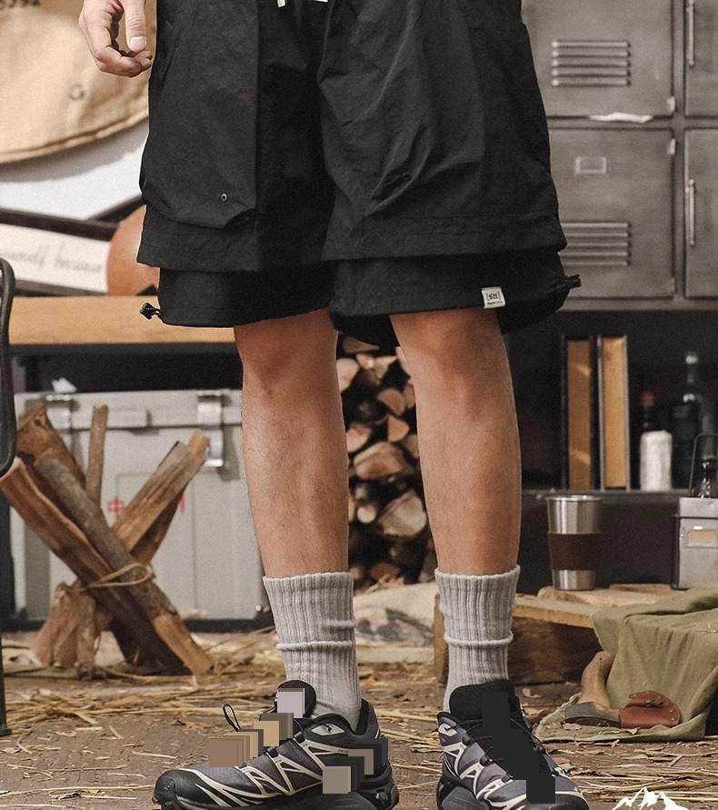 Pantalones cortos de trabajo funcionales de secado rápido de seda de hielo para hombre, de verano, finos, sueltos y rectos, de color liso, de longitud media._voghion.com