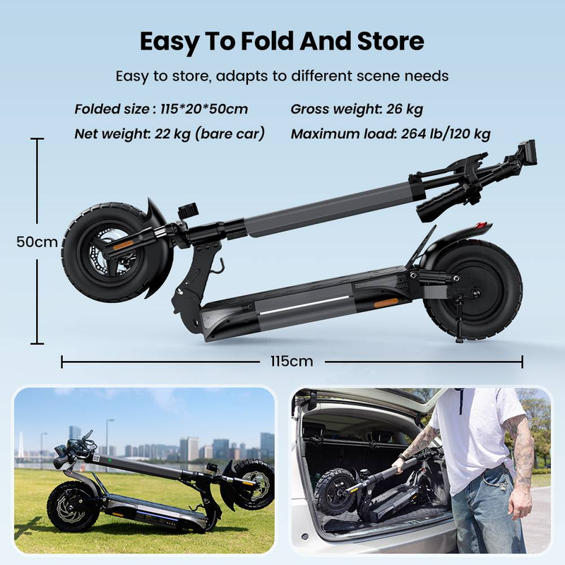Elektroroller für Erwachsene IScooter W9 48V 14Ah Batterie, 10 Zoll_voghion.com