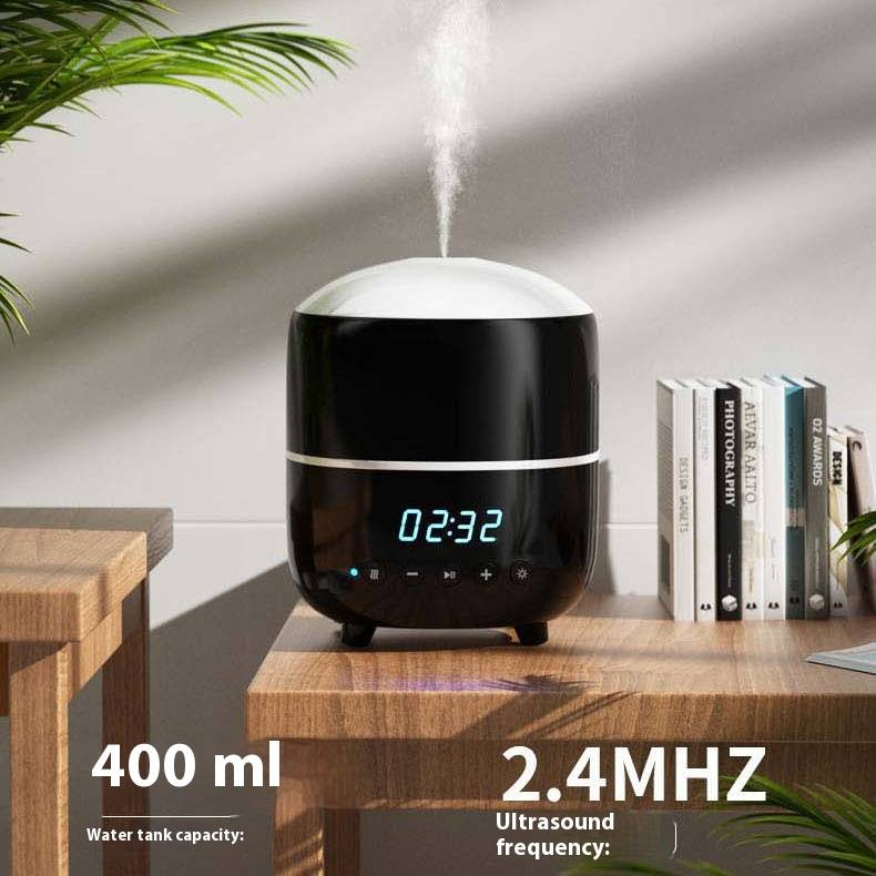 Ultrasonic Aroma Diffuser With Bluetooth Speaker, LED Clock & Night Light, 500ml Humidifier For Home Office Bedroom, Auto Shut-Off_voghion.com