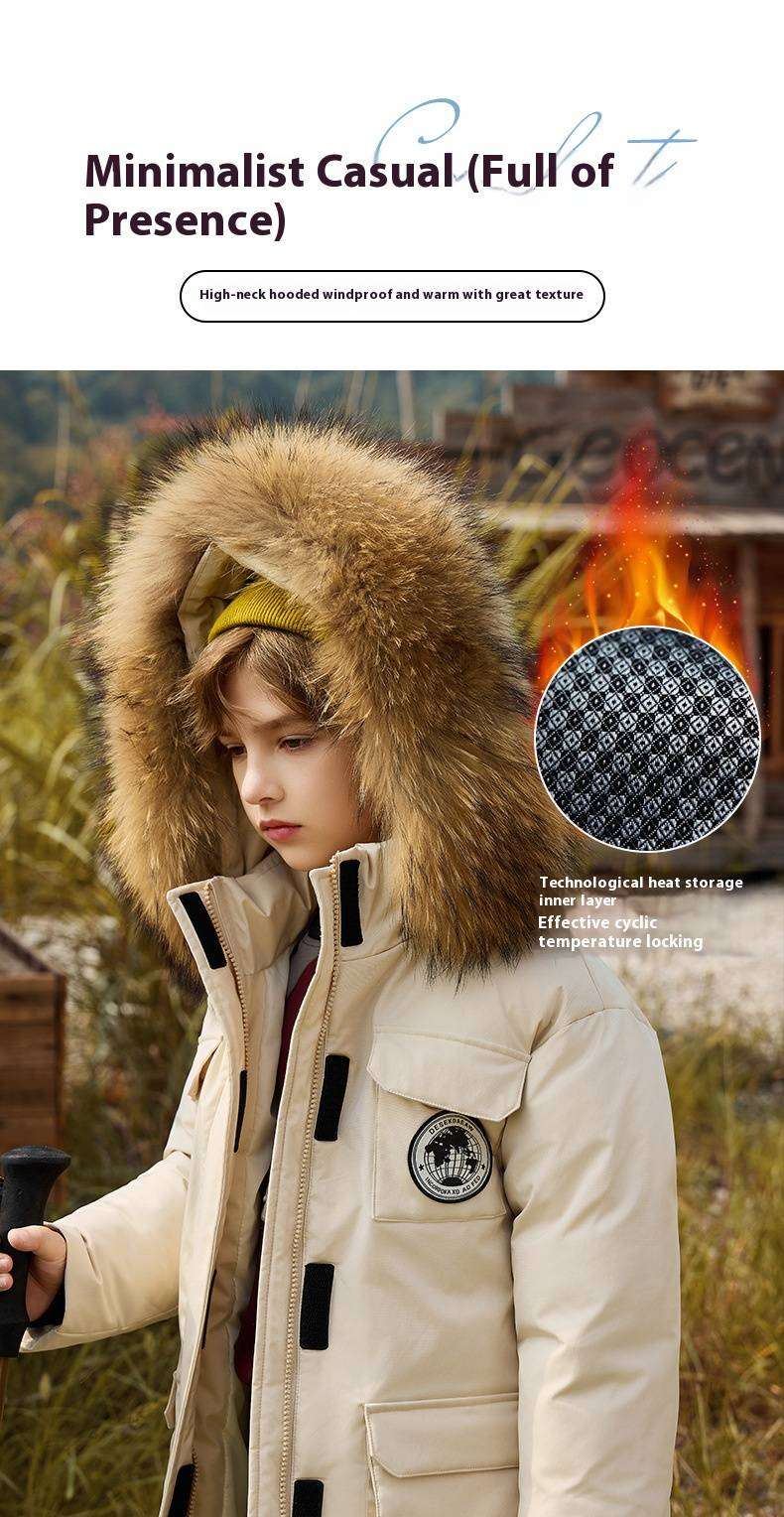 Premium Kids Winter Jacket With White Duck Down - Warm Hooded Coat For Boys & Girls (120-180cm) - Soft & Stylish Design_voghion.com