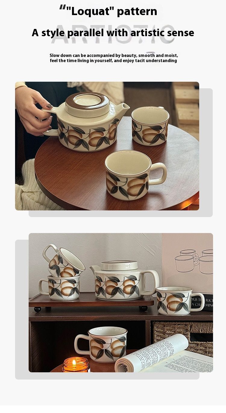 Modern Ceramic Tea Set With Glazed Finish - Elegant Pitcher & 4 Cups Gift Box, Minimalist Nordic Style For Home & Gifting_voghion.com