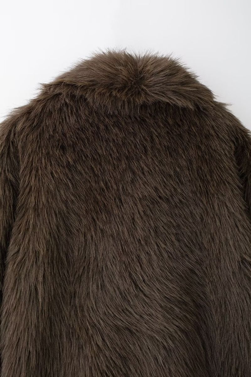 Veste courte effet fourrure à col rabattu pour femme 4360240_voghion.com