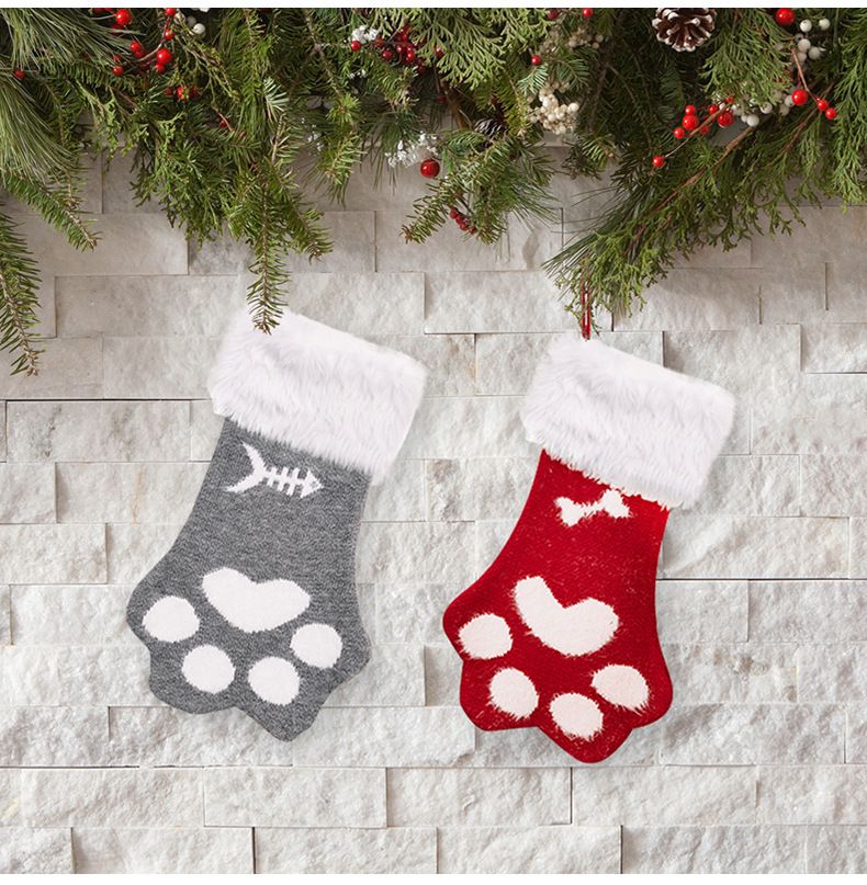 Crăciun nou decorațiuni de Crăciun plush gheara de pisică șosete de Crăciun șosete cadou pentru copii decor de atmosferă de sărbătoare de Crăciun_voghion.com