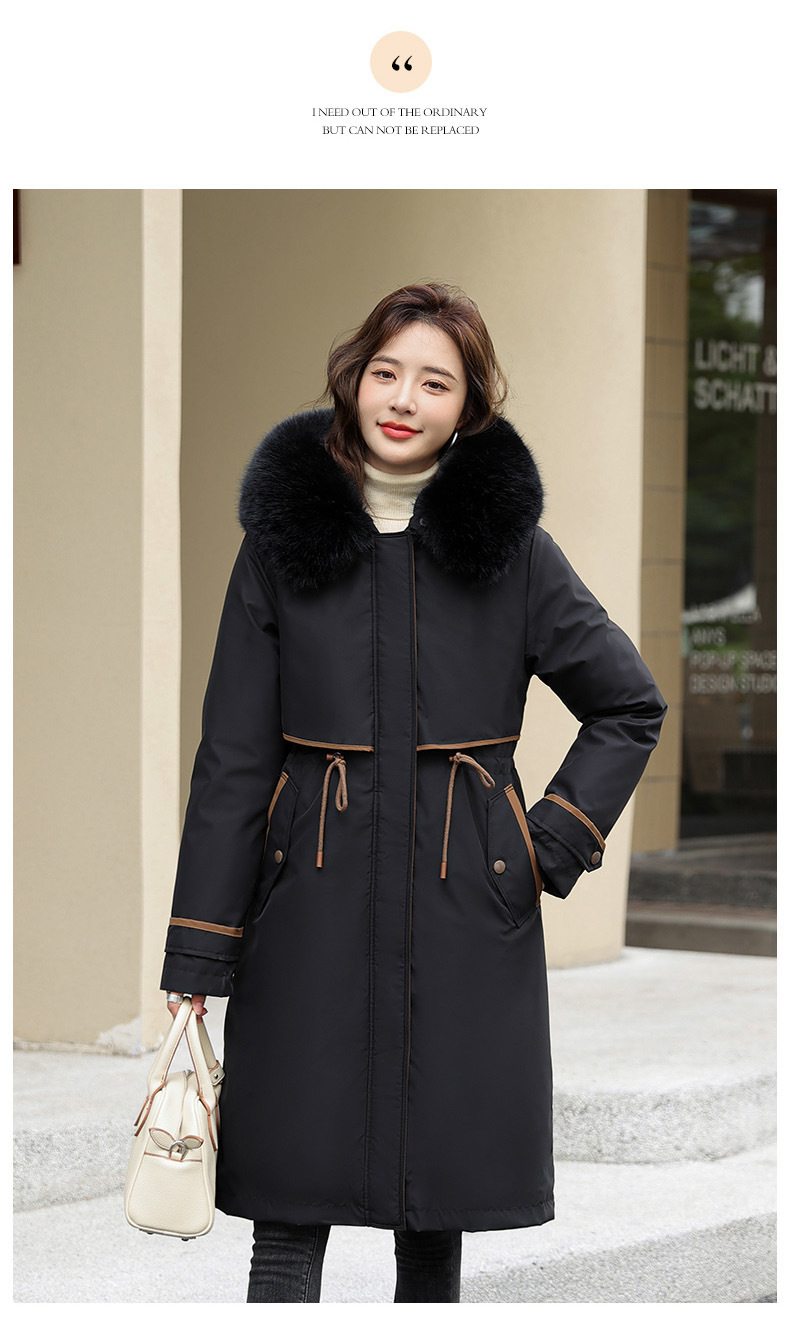 Damenbekleidung Baumwollgefütterte Jacke, extra lange Overknee-Pie-Jacke mit herausnehmbarem Futter, neue Winter-Großgrößen-Warmjacke Baumwollgefütterte Jacke_voghion.com