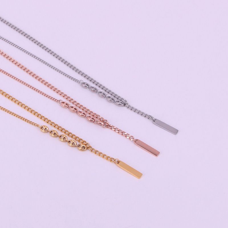 X7-206 Lucky Draw Necklace For Women, Niche Design Sense, Elegant And Luxurious, Small Gold Bar Titanium Steel_voghion.com