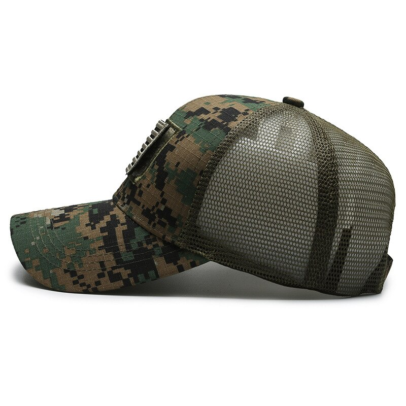Amerikanische Flagge Camouflage Aufkleber bestickt Baseball Cap Netz Hut Männer Outdoor Klettverschluss Kappe_voghion.com