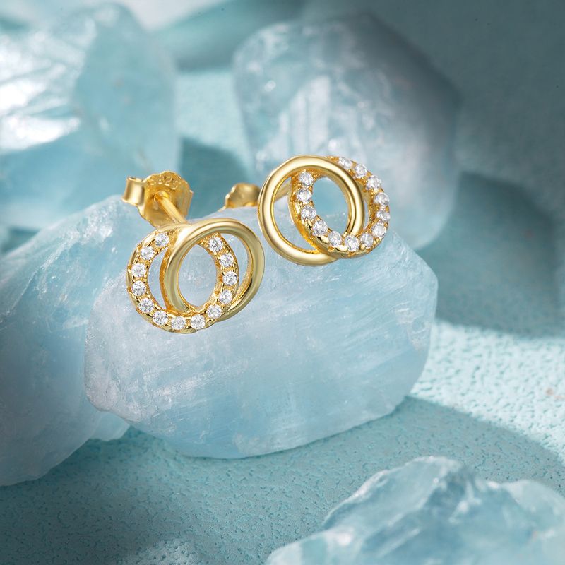 Women's Jewelry 925 Silver Niche Design Simple New Style Net Red Temperament Double Circle Earrings Earrings_voghion.com