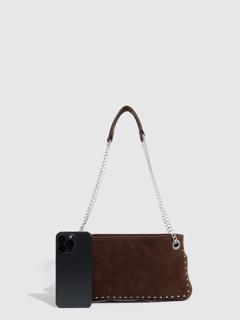 Borse da donna Nuovo stile punk Borsa a tracolla con catena Borsa a tracolla con occhiello e rivetto Borsa da ascella Borsa da donna smerigliata_voghion.com
