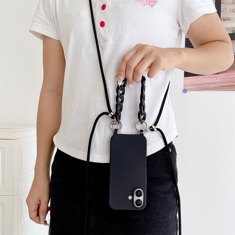 Luxury Lanyard Rope Strap Crossbody Case For IPhone 16 14 12 11 13 15 Pro Mini X XS XR Max Plus Acrylic Chain Silicone Cover_voghion.com