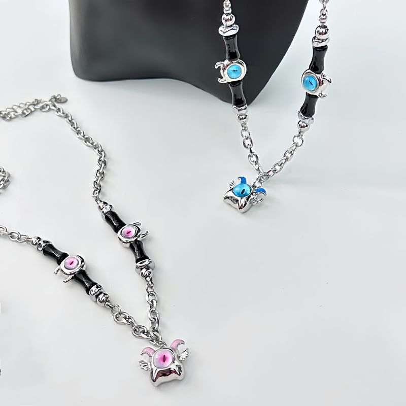 Nuova collana con cappuccio a forma di piccolo occhio di diavolo per uomini e donne, catena per clavicola dolce e cool per ragazze alla moda hip-hop_voghion.com