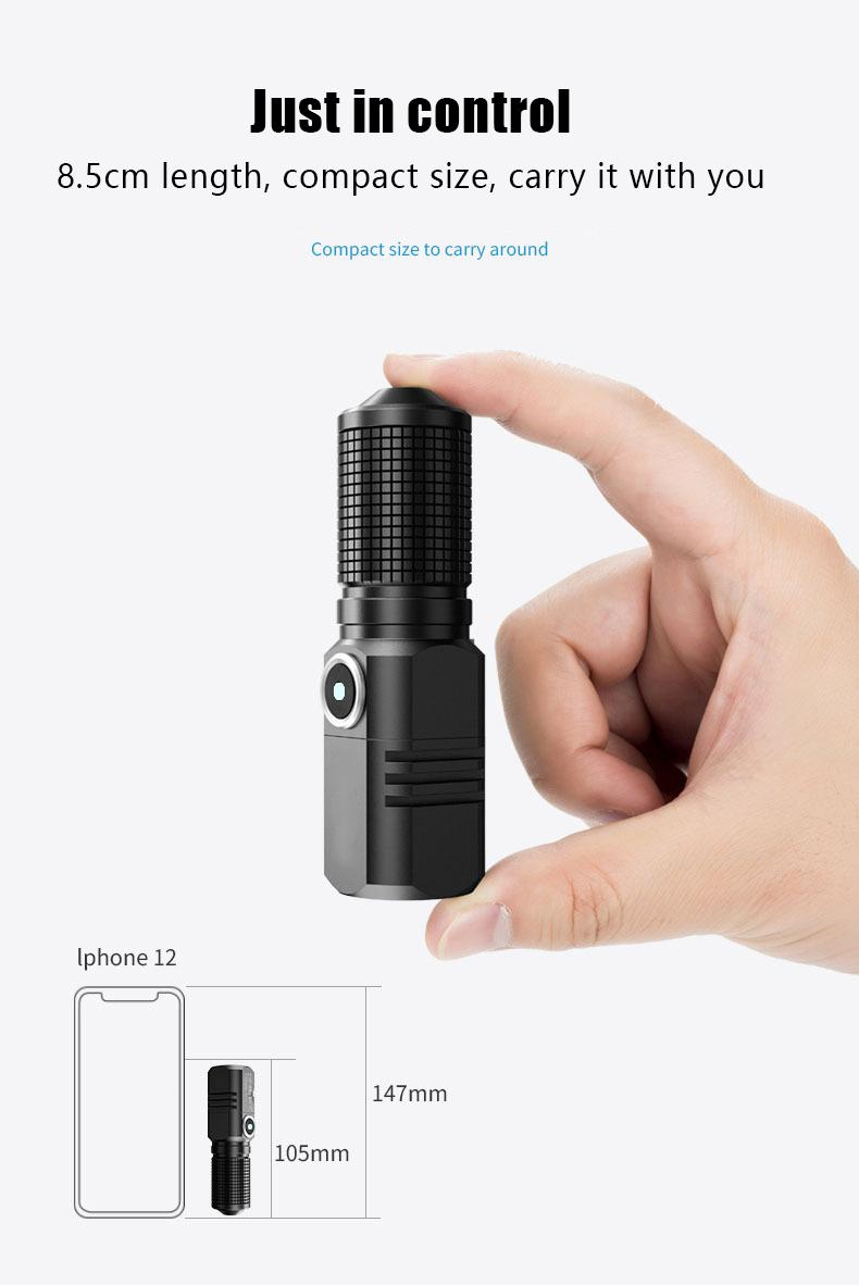 Helle Mini-LED-Taschenlampe, wiederaufladbare batteriebetriebene Taschenlampe für den Außenbereich_voghion.com