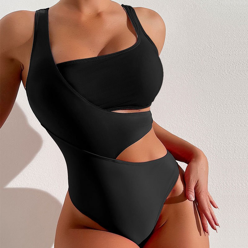 Women's Clothing Sexy Contrast Color One Piece Swimsuit Female Ins Style Conservative Bikini Hot Spring Swimming Suit_voghion.com