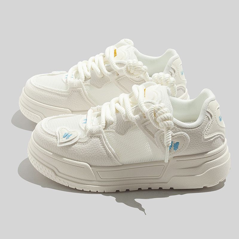 Sneakers bianche a forma di cuore estive, moda, cento scarpe singole coreane abbinate, sneakers traspiranti in rete, nuove 2025_voghion.com