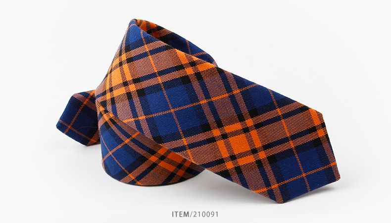 Corbata a cuadros de algodón unisex Corbata informal de moda para hombre estrecha de 6 cm_voghion.com