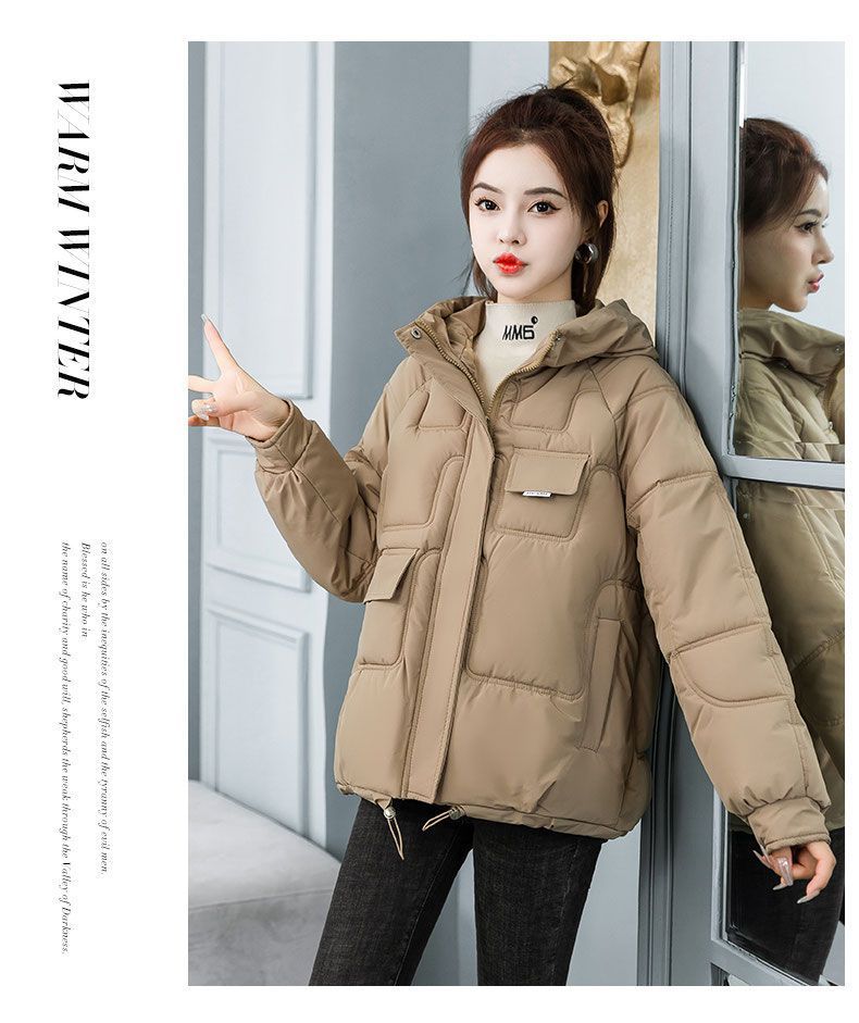Kadın Kışlık Kapüşonlu Mont, Hafif Sıcak Mont, Büyük Beden Kısa Dış Giyim, Minyonlardan Kıvrımlılara Uygun Günlük Moda Parka_voghion.com