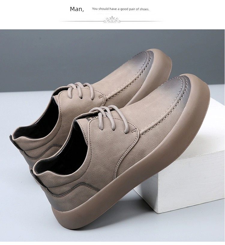 Men's Fall Soft Bottom Round Head Outdoor Leisure Leather Shoes_voghion.com