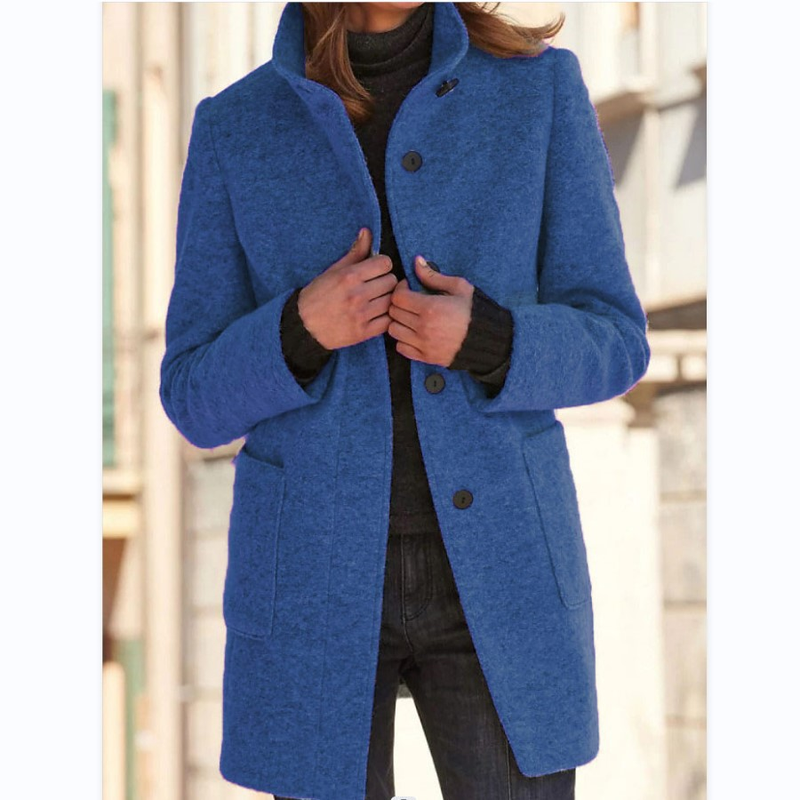 Vintage-Wollmantel mit Knöpfen für Damen_voghion.com