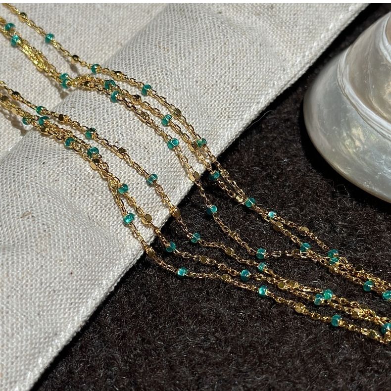 Collana in argento sterling S925, retrò, leggera, di lusso, con catena a clavicola smaltata, semplice e alla moda, in stile francese._voghion.com