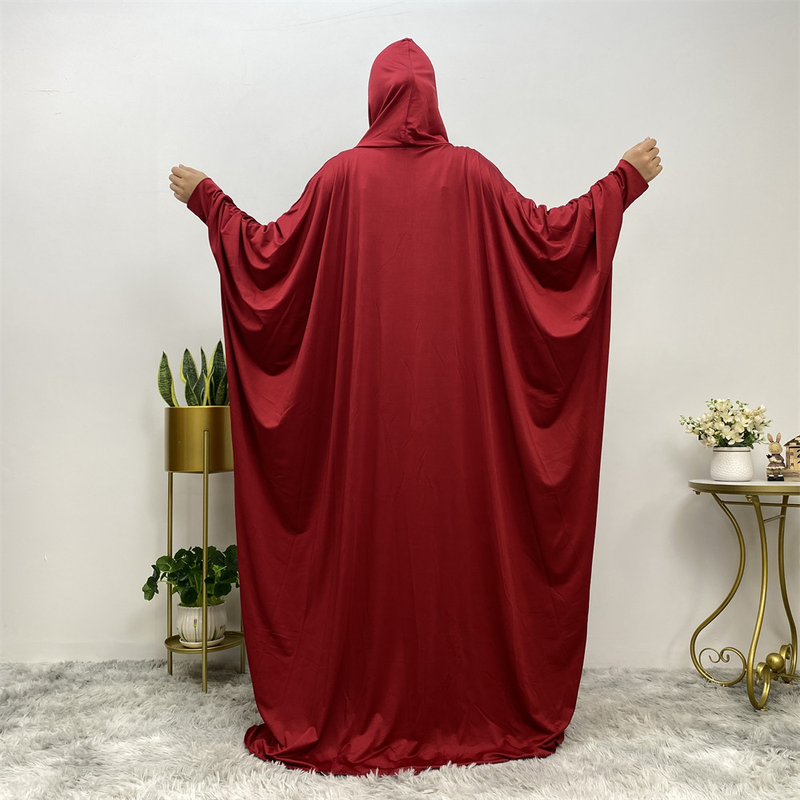 Abito da donna con maniche a pipistrello alla moda, tinta unita, moda casual_voghion.com
