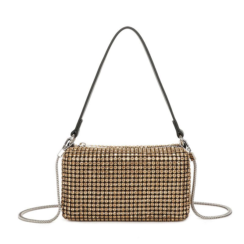 Bolso de mano con textura de diamante brillante y suave para mujer, bolso bandolera de mano para debajo del brazo, bolso de hombro para mujer_voghion.com