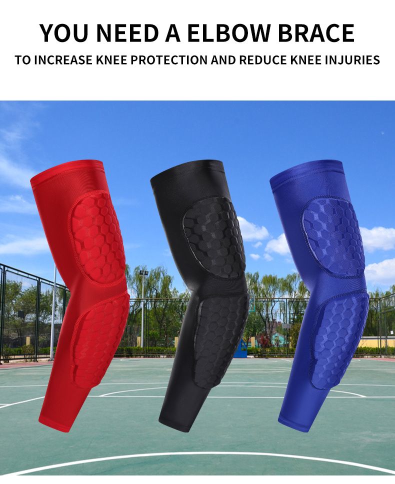 Waben-Basketball-Antikollisions-Armschutz, Lycra, verlängerter Druck-Torwart-Ellenbogenschutz, Fußball, Bergsteigen, Rugby-Ellenbogenschützer_voghion.com