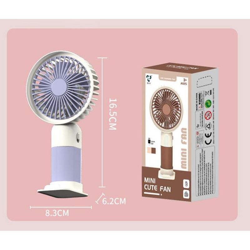 Novo mini ventilador portátil USB recarregável com blocos de cores para estudantes, ventilador de mesa portátil para dormitórios_voghion.com