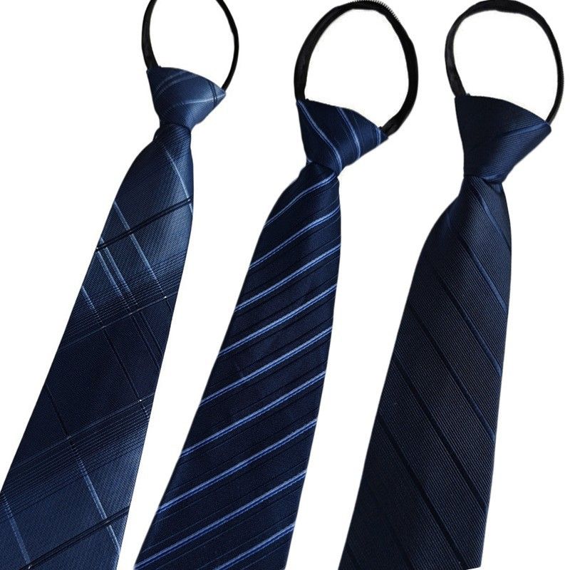 Cerniera sottile a righe da uomo per sposo, matrimonio, blu e nero, comoda, senza lacci, facile da tirare, abbigliamento formale da lavoro_voghion.com