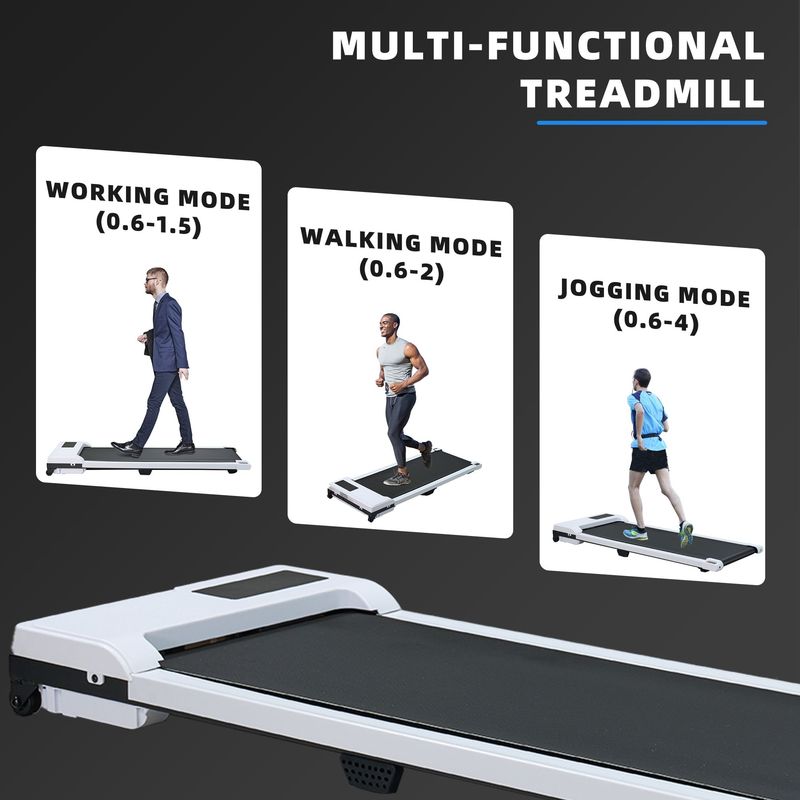 Walking Pad With Quiet 2.0 HP Brushless Motor, Countdown Modes, Spacious Running Area, 220 Lbs Weight Capacity For Home Or Office Workouts, 3 In 1 Portable Treadmill Walking, White_voghion.com