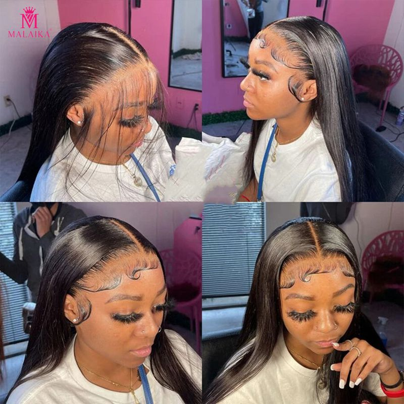 13x4 Lace Front Wig 180 Densité Natraul Noir Brésilien Droite Perruque de Cheveux Humains Dentelle Frontale Perruque Pour Les Femmes Noires Pré Pincées Avec Des Cheveux De Bébé_voghion.com