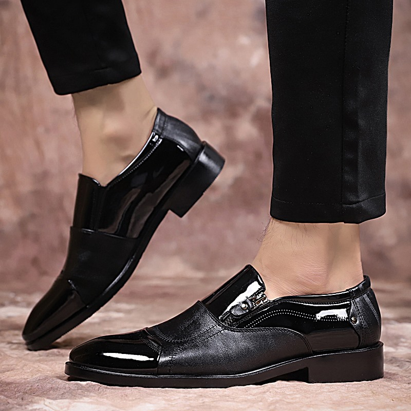 New High Quality Leather Men's Business Casual Leather Shoes, Formal Shoes, Pointed Low Top Shoes, Western Denim Versatile_voghion.com