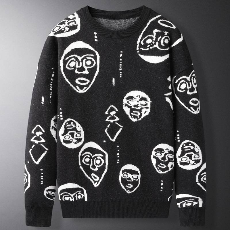 Men's Clothing printed version of funny leisure crew neck sweater_voghion.com