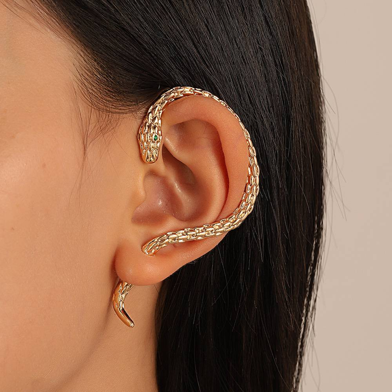 Boucles d'oreilles design couple niche, boucles d'oreilles tempérament, pendentif d'oreille enroulé, clou serpentin, punk rétro exagéré unisexe_voghion.com