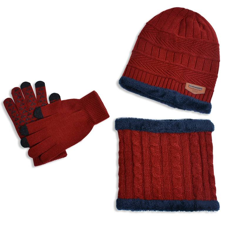 Maglione con cappello invernale, set sciarpa con filato di lana spesso, cappello lavorato a maglia autunnale e invernale da uomo europeo e americano_voghion.com