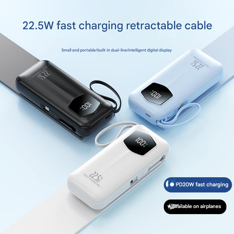 Prilagojena mobilna napajalna banka z veliko kapaciteto 20000 mAh in vgrajeno napajalno postajo, LCD digitalni zaslon, PD20W dvosmerno hitro polnjenje_voghion.com