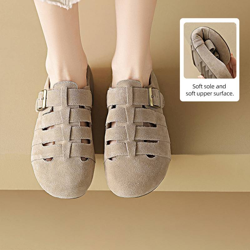 Cameido Αυτές είναι καθημερινές παντόφλες κατάλληλες για χρήση σε εξωτερικούς χώρους, μοντέρνες παντόφλες με επίπεδη σόλα και σχέδιο με κλειστά δάχτυλα._voghion.com