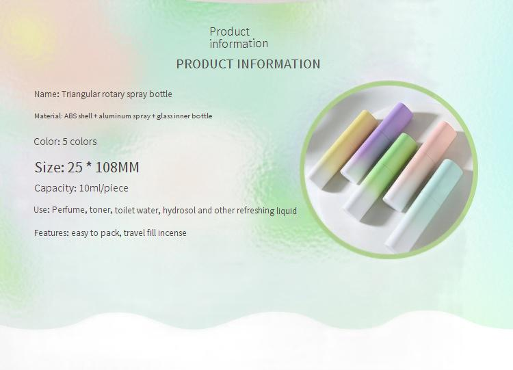 Perfume Accessories 10ML Triangle Perfume Bottle ABS Rotating Cosmetic Oral Spray Bottle Liner Glass Perfume Bottle_voghion.com
