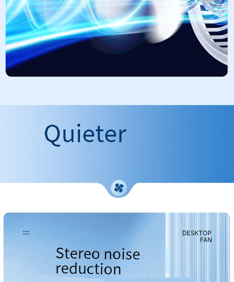 USB Desk Fan - 3 Speed High Airflow (5m/s) & Quiet (30dB) With 90° Oscillation For Office/Dorm/Bedside_voghion.com