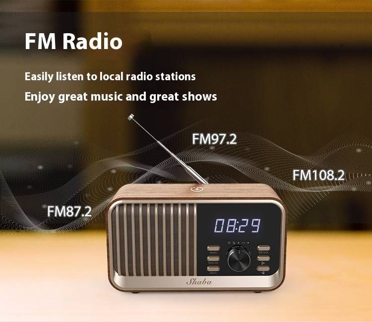 Enceinte Bluetooth multifonction avec radio FM, chargement sans fil, carte TF et horloge – Enceinte d'extérieur portable au design personnalisé_voghion.com