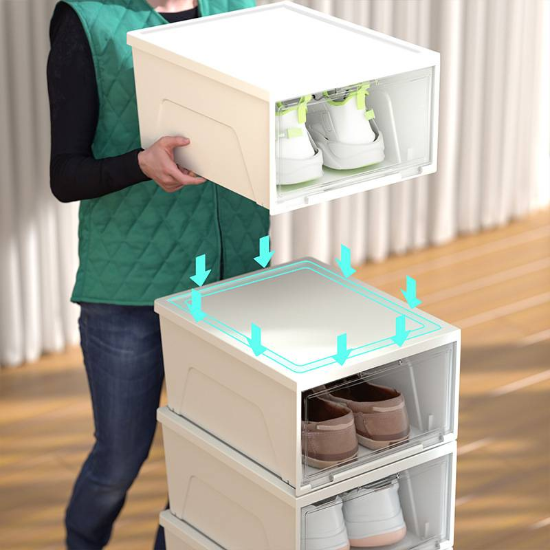 Boîte de rangement à chaussures empilable ClearView avec couvercle – Organiseur à chaussures transparent peu encombrant pour placard, salon et entrée_voghion.com