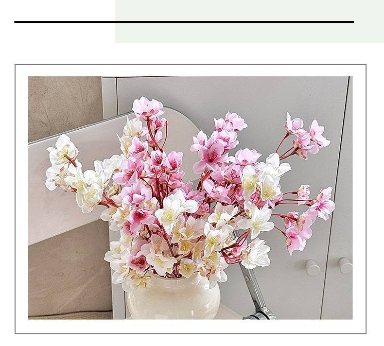 Rami di fiori di pesco artificiali, steli di fiori di ciliegio finti per decorazioni nuziali, centrotavola per la casa, regali di lusso per l'esposizione in soggiorno_voghion.com